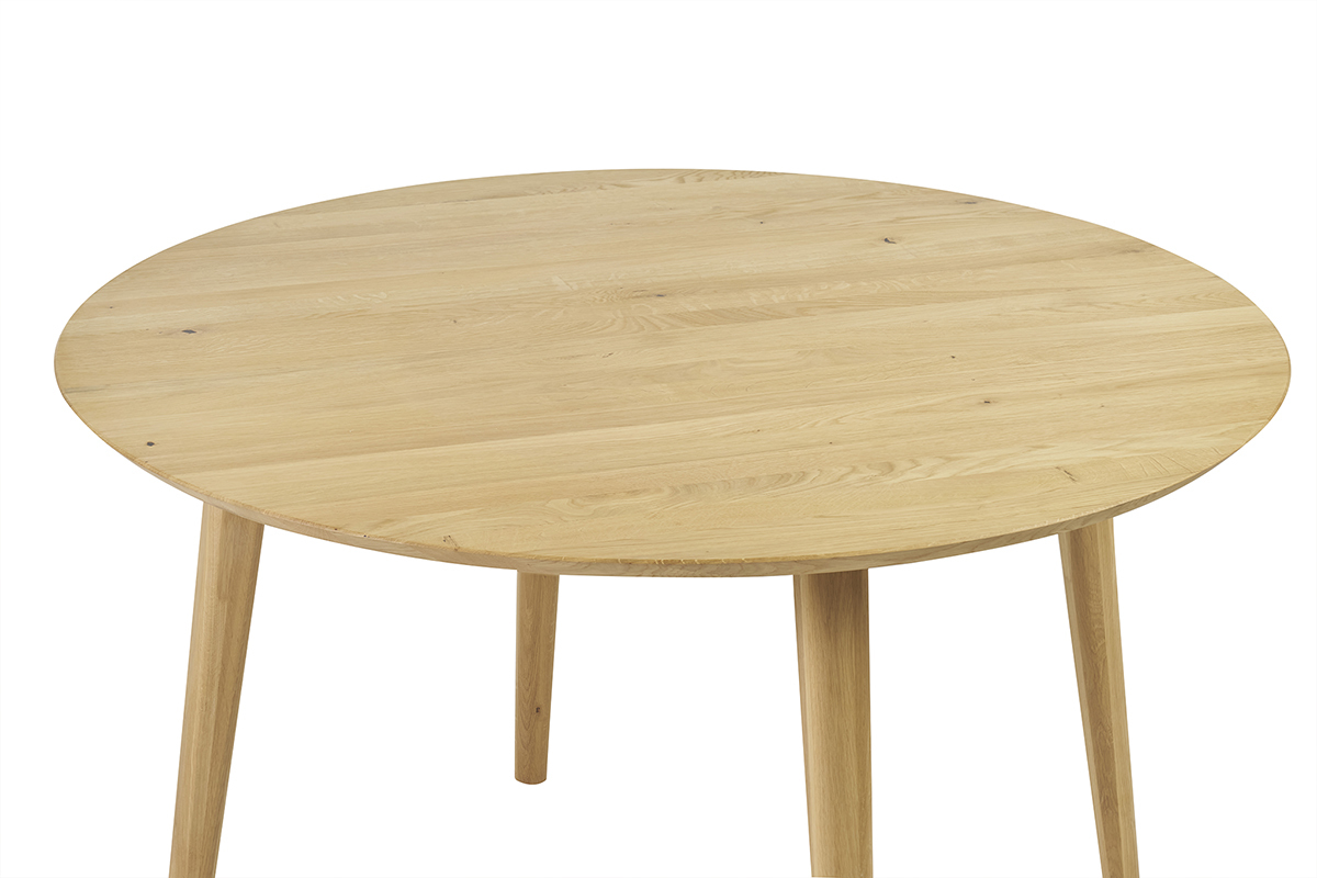 Table � manger ronde en bois clair ch�ne massif D120 cm OKSANA