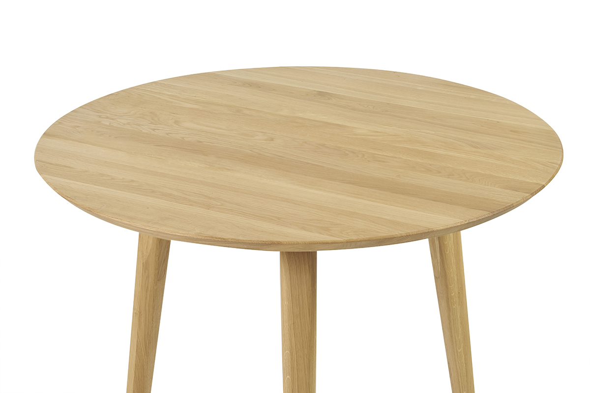 Table � manger ronde en bois clair ch�ne massif D90 cm OKSANA