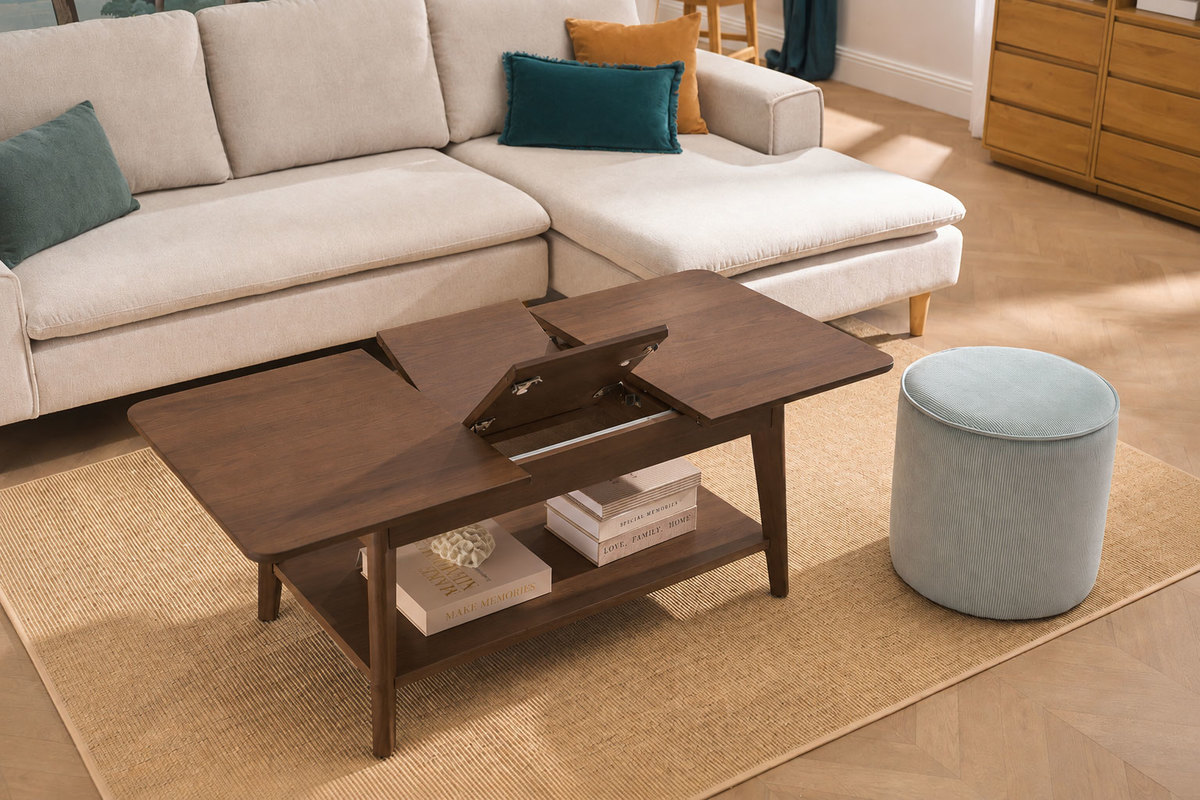 Table basse extensible rectangulaire en bois fonc� L90-120 cm VILI