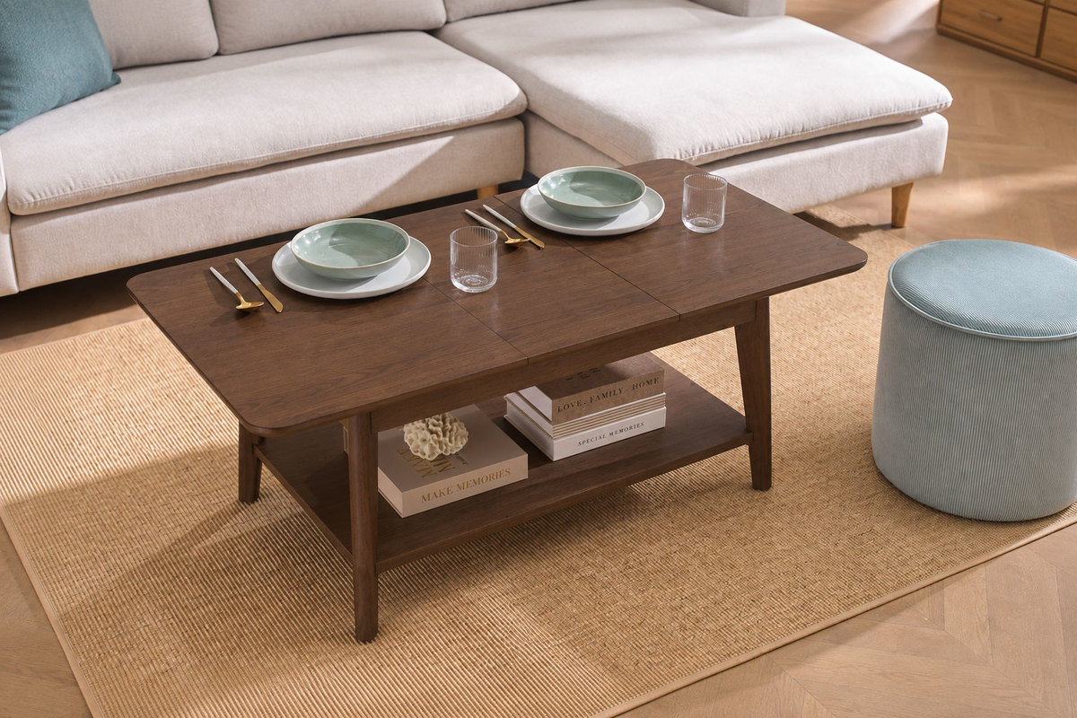 Table basse extensible rectangulaire en bois fonc� L90-120 cm VILI