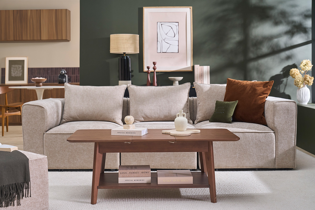 Table basse extensible rectangulaire en bois fonc� L90-120 cm VILI