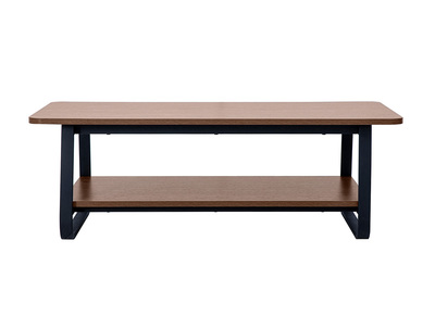 Table basse rectangulaire finition bois noyer et m&eacute;tal L120 cm MICHA