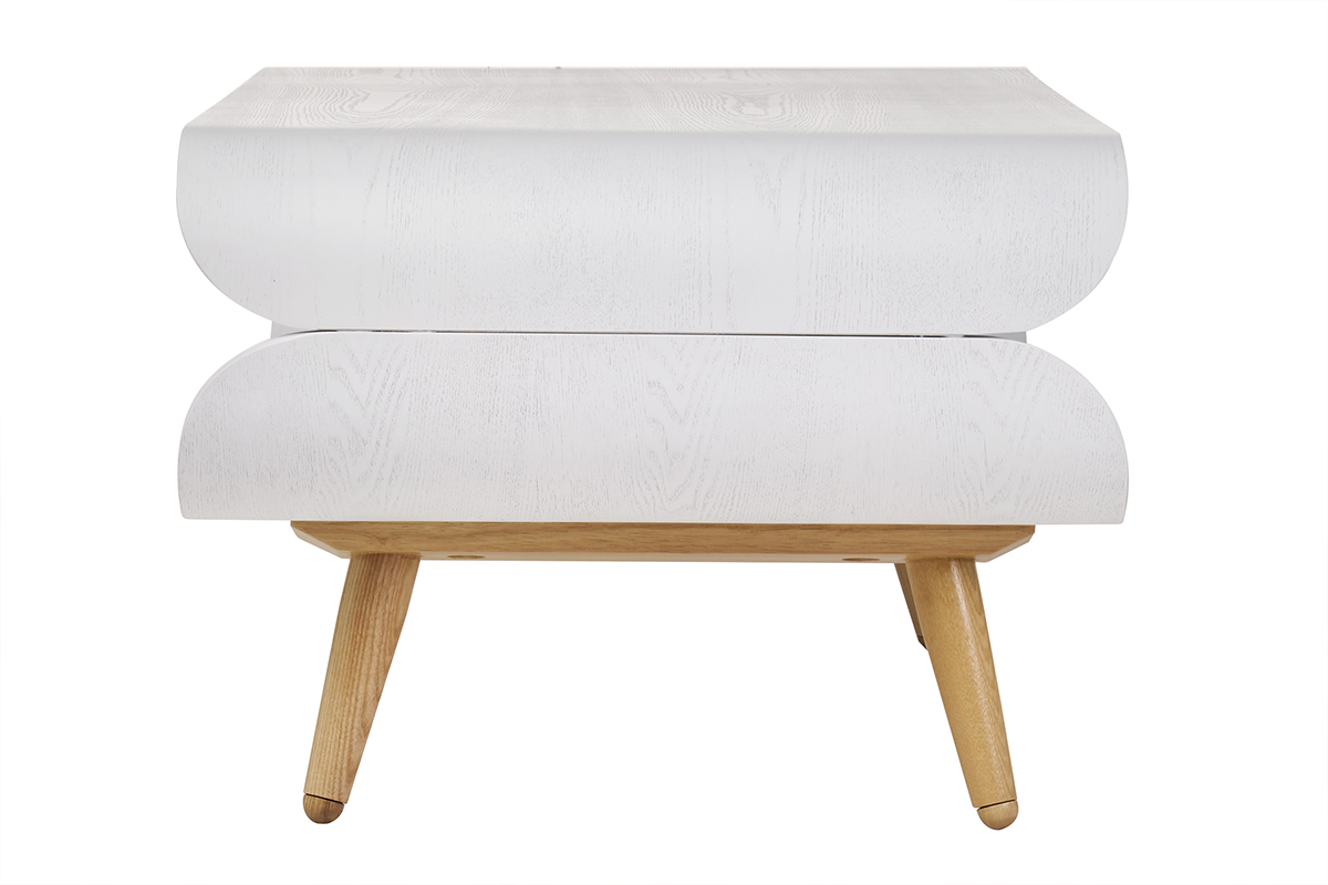 Table basse rectangulaire scandinave blanc et bois clair L118 cm TAKLA