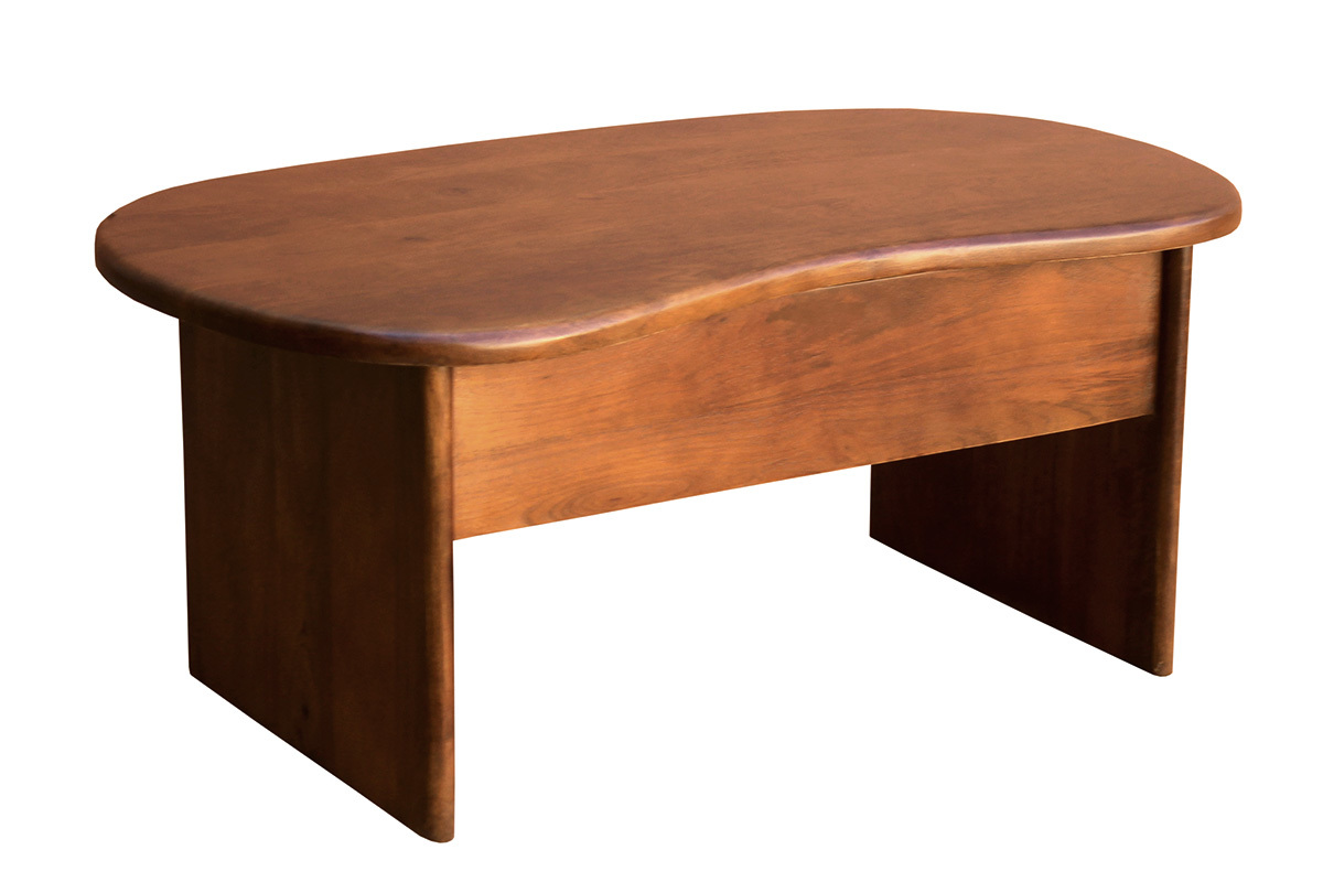Table basse relevable design haricot avec rangement en bois manguier massif teint� L95 cm KOKOA