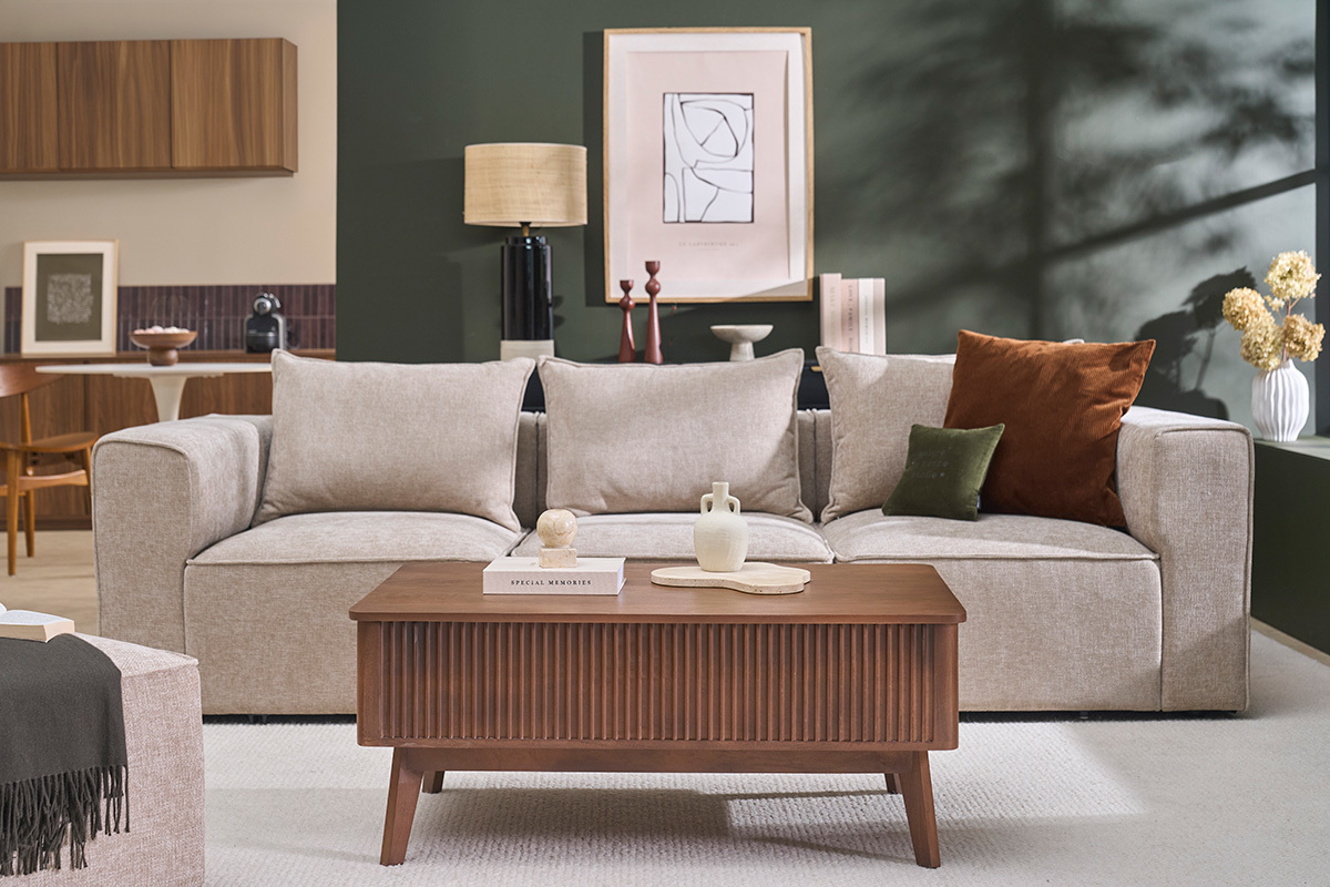 Table basse relevable rectangulaire bois fonc� manguier massif L100 cm ALDA