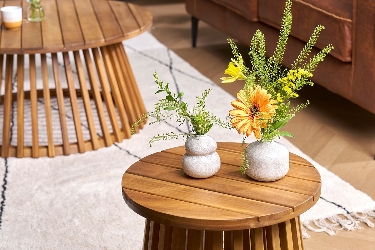 Table basse ronde en bois massif D40 cm  - NASSAU