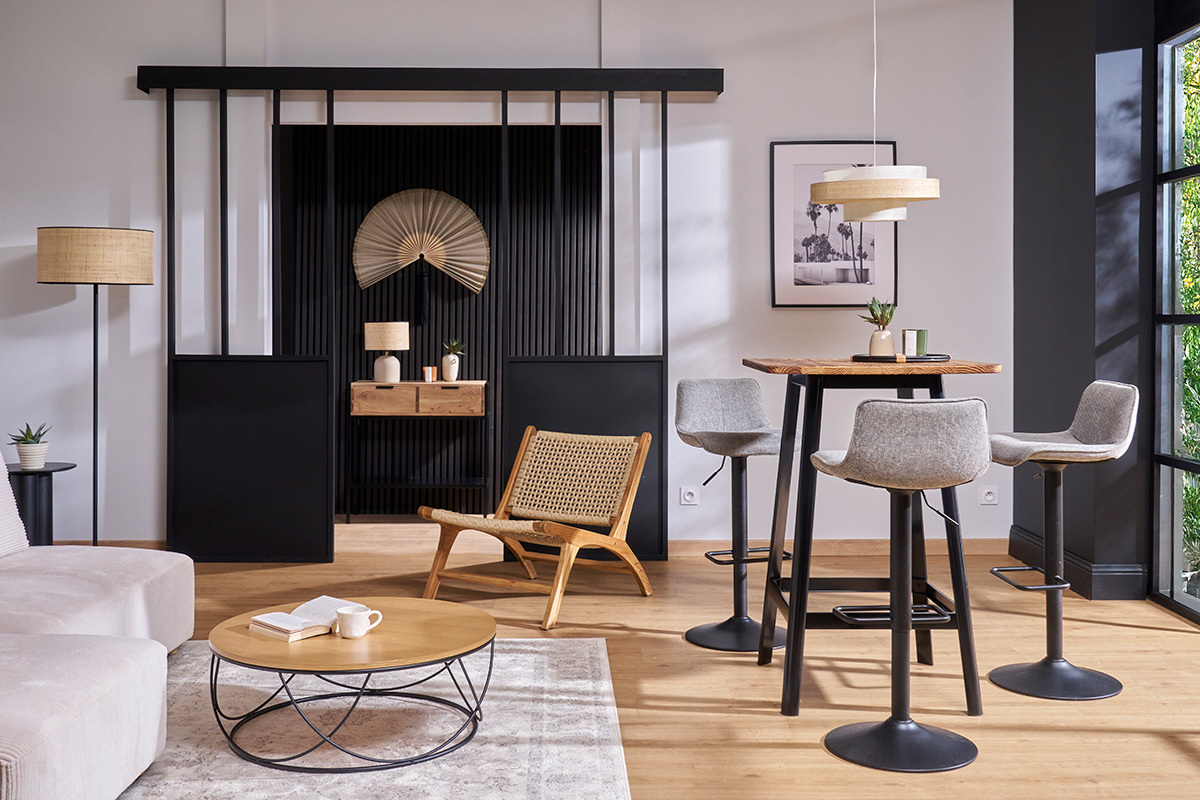 Table de bar design noire L70 cm JONES