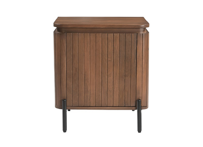 Table de chevet avec rangements en bois manguier massif teint&eacute; et m&eacute;tal noir MERIDA