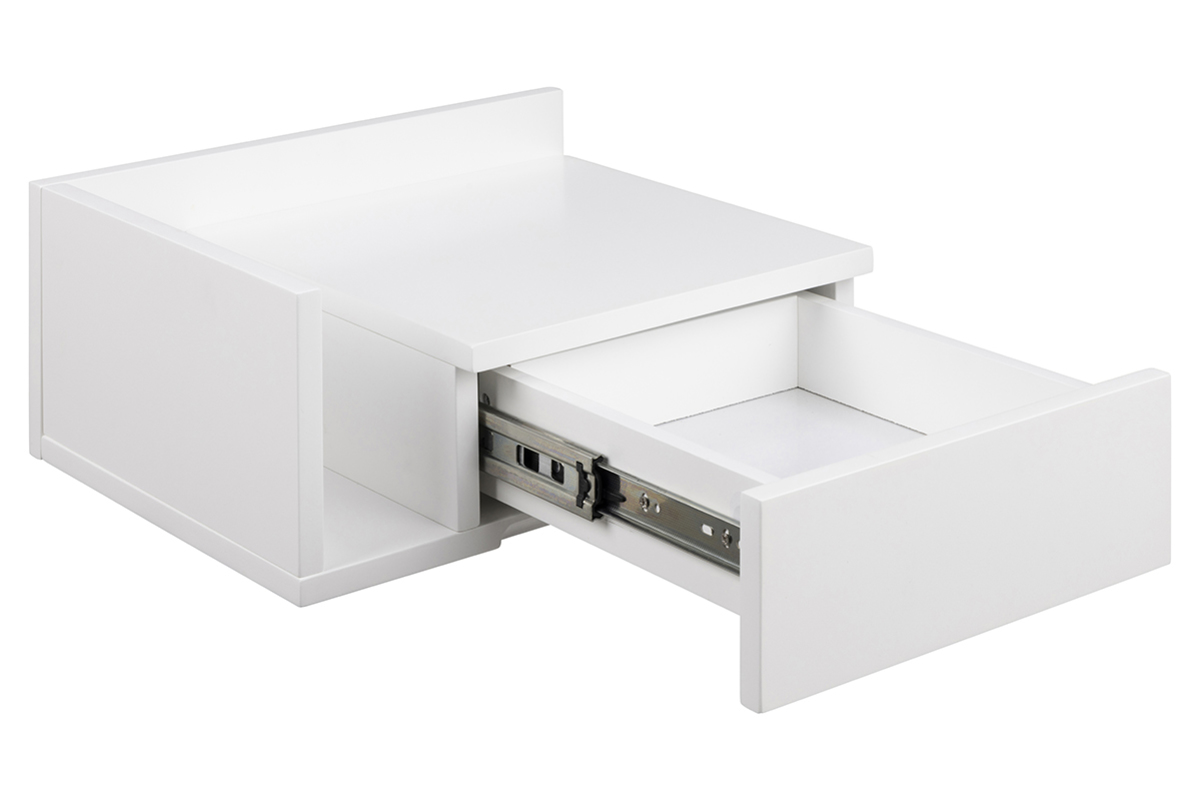 Table de chevet murale blanche avec tiroir NASTY