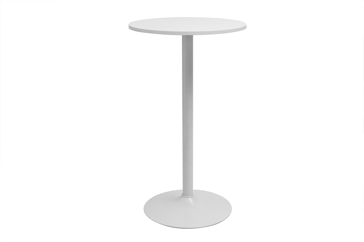 Table haute design ronde blanche D60 cm CALISTA
