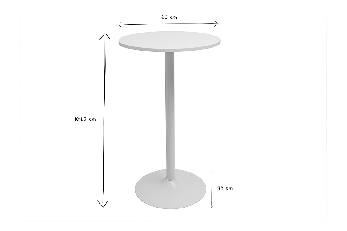 Table haute design ronde blanche D60 cm CALISTA