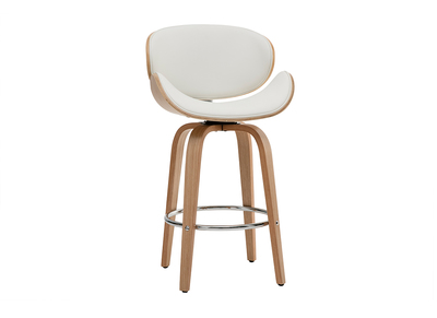Tabouret de bar pivotant blanc et bois clair H68 cm pivotant 360&deg; WALNUT
