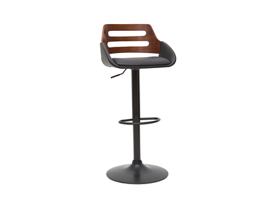 Tabouret de bar relevable design noir et noyer PERNIK