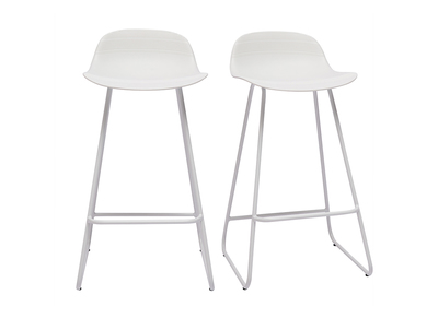 Tabourets de bar design blancs H65 cm (lot de 2) ELLA
