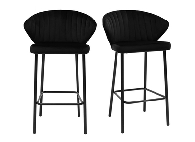 Tabourets de bar design en velours noir H68 cm (lot de 2) DALLY