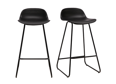 Tabourets de bar design noirs H65 cm (lot de 2) ELLA