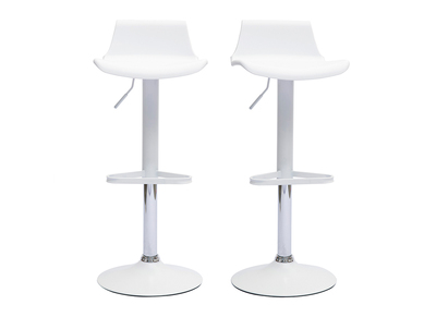 Tabourets de bar design r&eacute;glables blancs 360&deg; (lot de 2) KRONOS