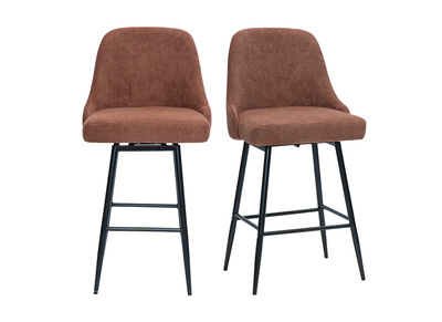 Tabourets de bar pivotants 360&deg; en tissu chenille terre br&ucirc;l&eacute;e et m&eacute;tal H66 cm (lot de 2) HASTA