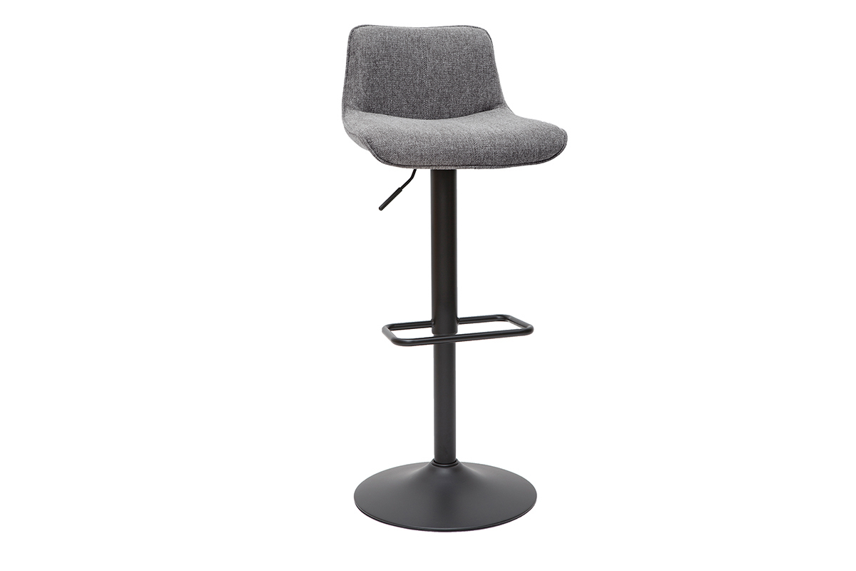 Tabourets de bar r�glables pivotants 360� en tissu effet velours textur� gris et m�tal (lot de 2) BOOST