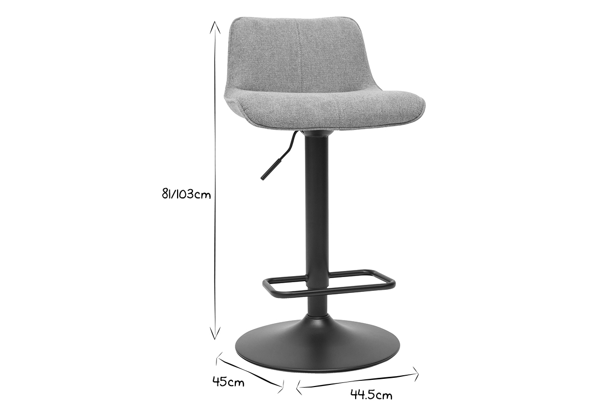 Tabourets de bar r�glables pivotants 360� en tissu effet velours textur� terracotta et m�tal noir (lot de 2) BOOST