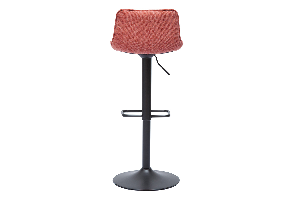 Tabourets de bar r�glables pivotants 360� en tissu effet velours textur� terracotta et m�tal noir (lot de 2) BOOST