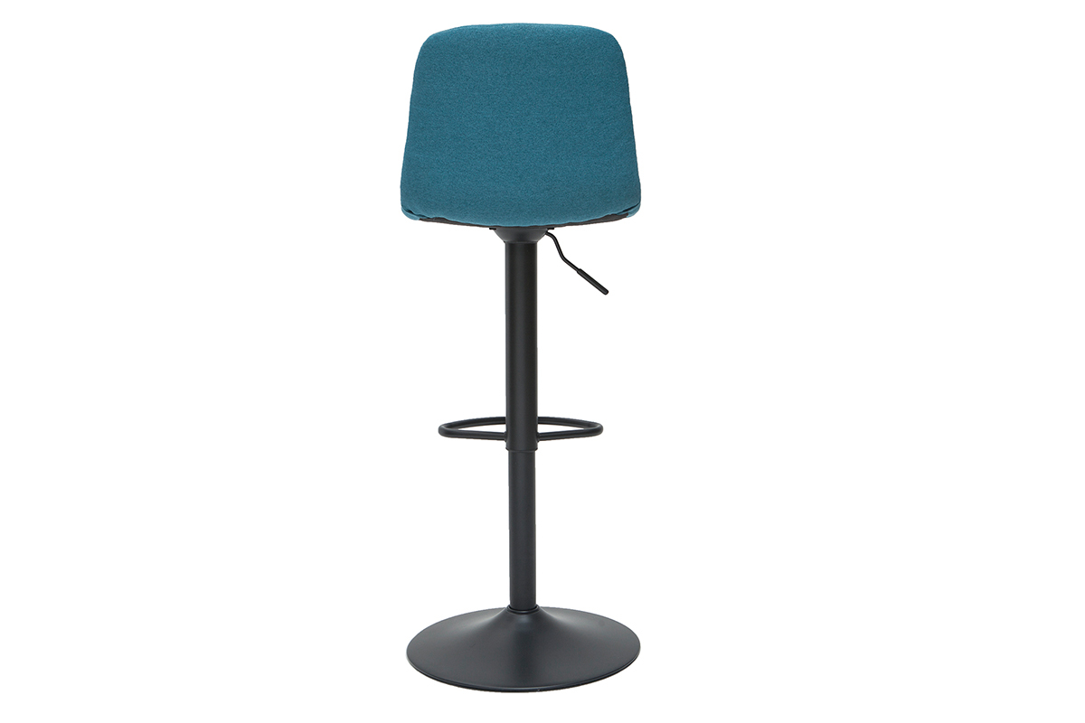 Tabourets de bar r�glables pivotants 360� en tissu et m�tal bleu canard (lot de 2) SAURY