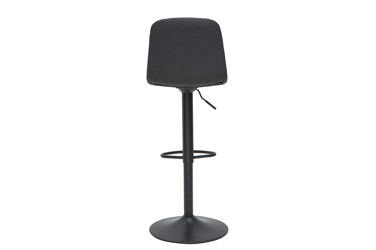 Tabourets de bar r�glables pivotants 360� tissu et m�tal gris fonc� (lot de 2) SAURY