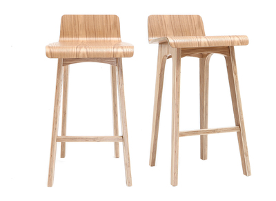 Tabourets de bar scandinaves bois clair H65 cm (lot de 2) BALTIK