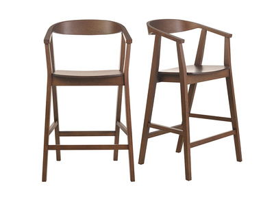 Tabourets de bar scandinaves en bois fonc&eacute; H66.5 cm (lot de 2) BAHIA