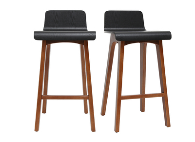 Tabourets de bar scandinaves noyer et noir H65 cm (lot de 2) BALTIK