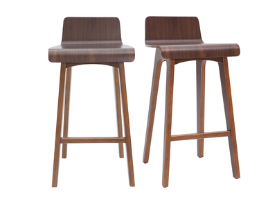 Tabourets de bar scandinaves noyer H65 cm (lot de 2) BALTIK
