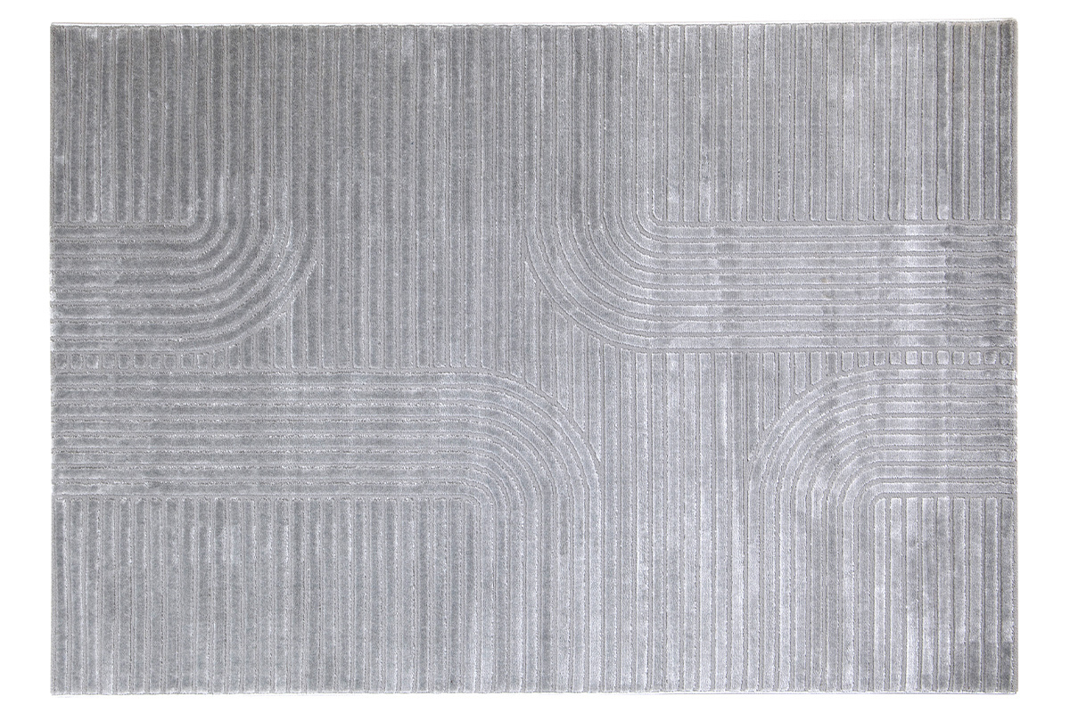 Tapis graphique rectangulaire gris 160 x 230 cm MAGNUS