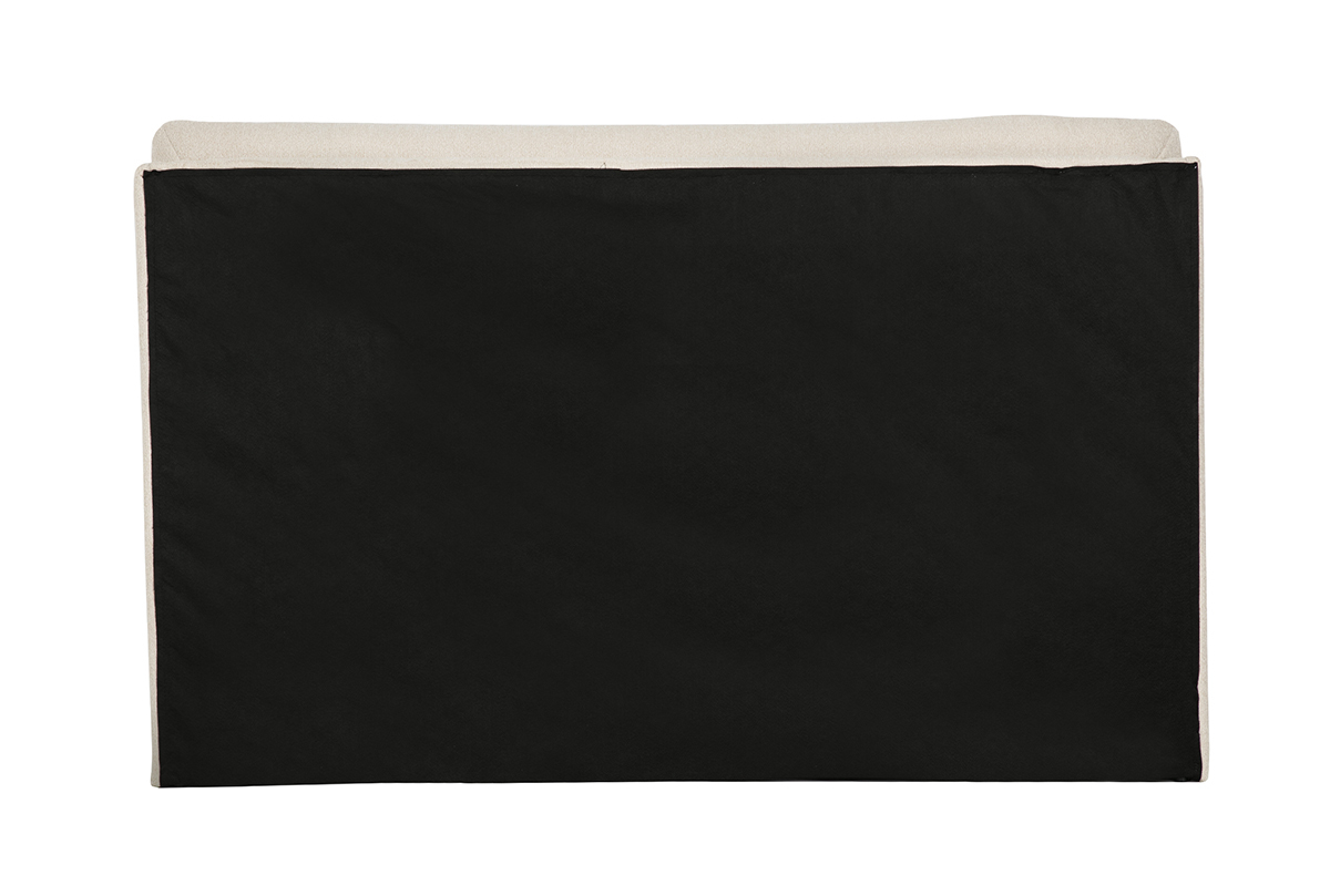 T�te de lit en tissu textur� beige HONO 160 cm, fond blanc, vue de dos.